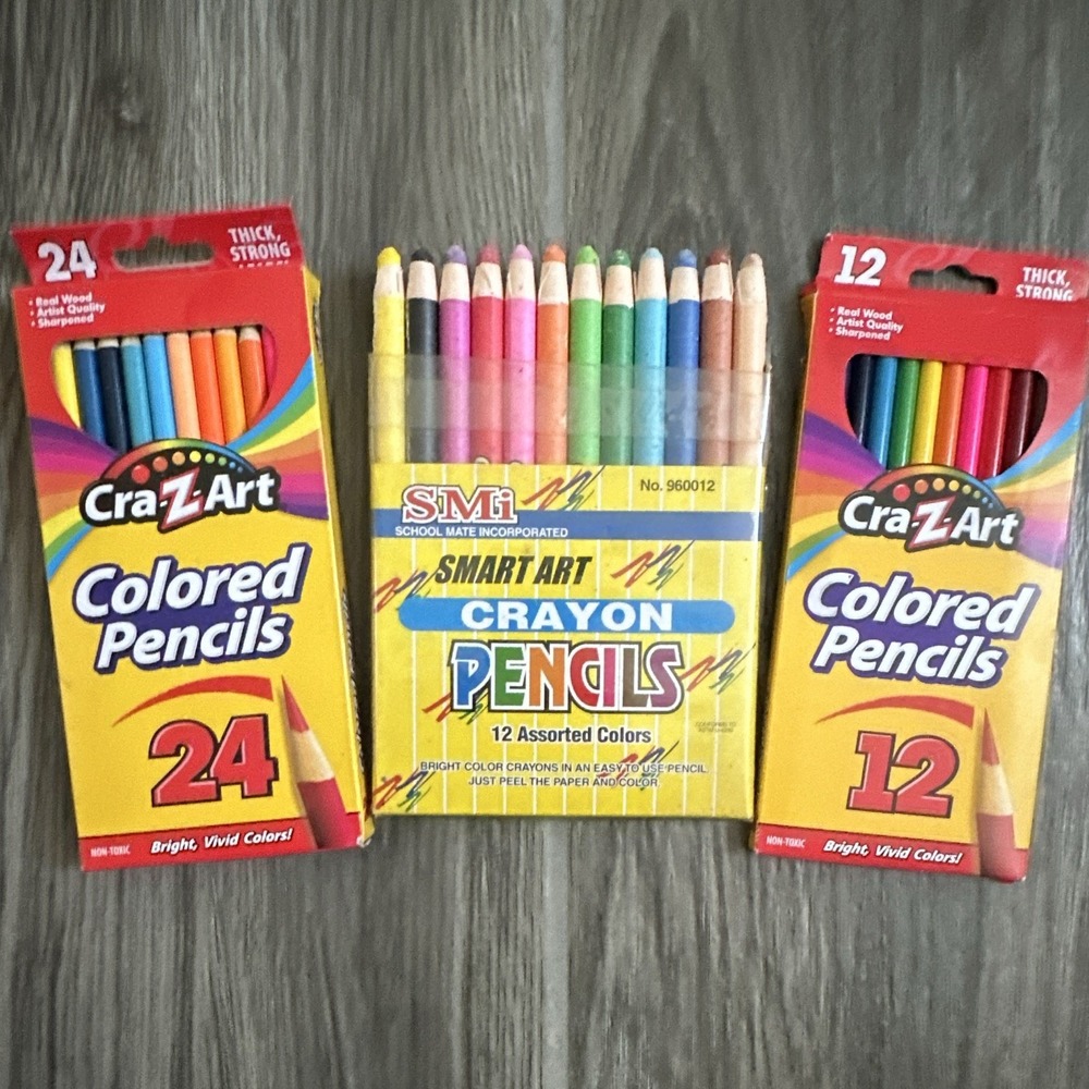 Craz-Art Colored Pencils 12pk And 24pk. Smart Art Crayon Pencils. 12pk.
